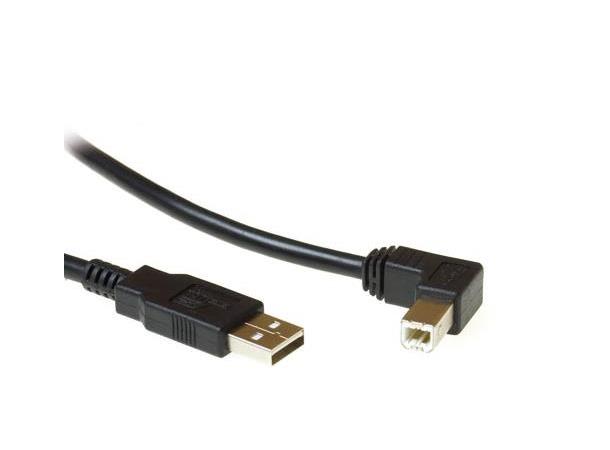 ACT USB2 Kabel A-B -  1,8 m Vinklet A-B USB Kabel Sort Vinklet B
